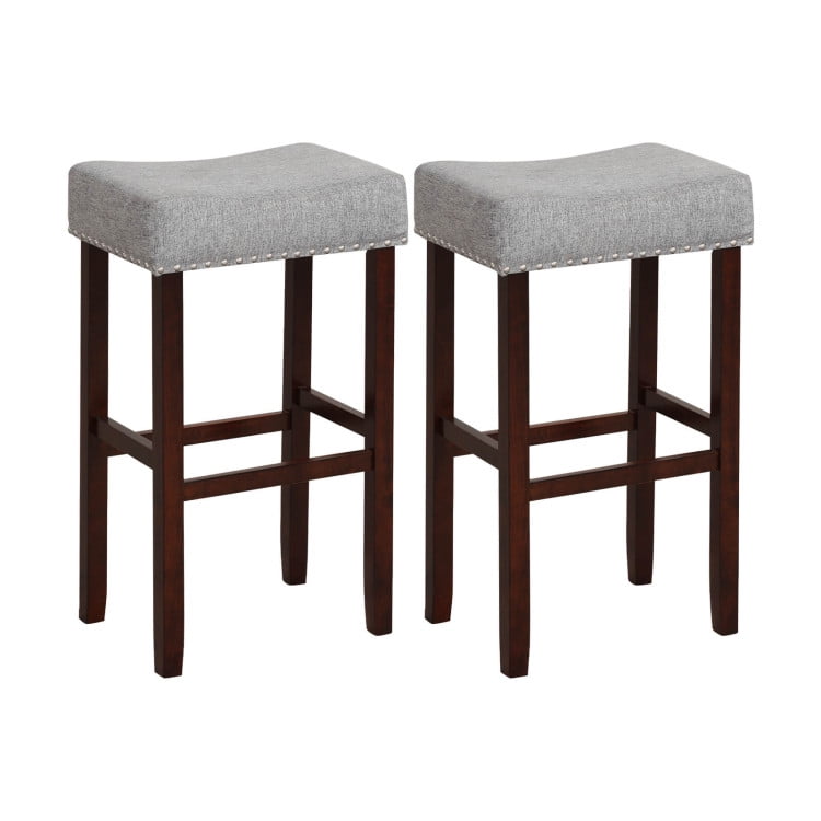 Finihen 29" Set of 2 Bar Stool with Curved Seat Cushions, Modern Dining Chair, Gray Finihen 29" Set of 2 Bar Stool with Curved Seat Cushions, Modern Dining Chair, Gray