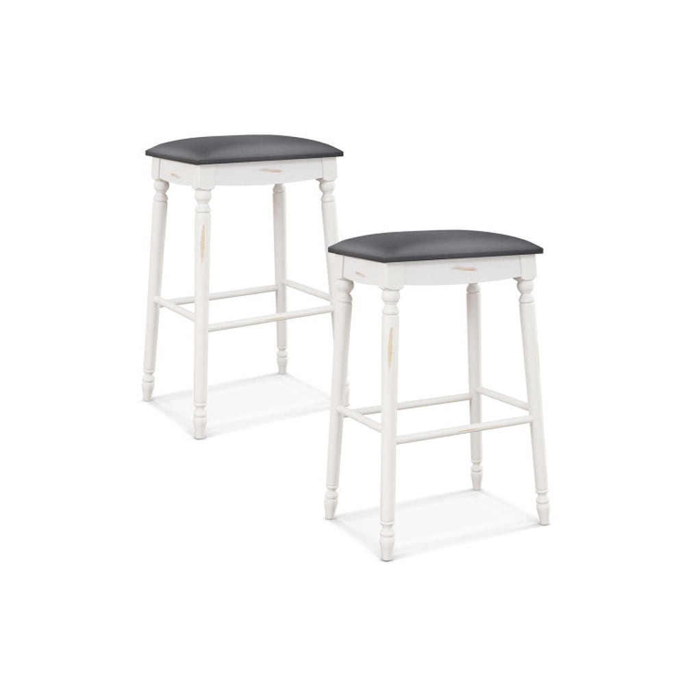 Finihen 29" Set of 2 Bar Stool with Padded Seat Cushions and Wood Legs, Modern Kitchen Dining Chair, Gray Finihen 29" Set of 2 Bar Stool with Padded Seat Cushions and Wood Legs, Modern Kitchen Dining Chair, Gray