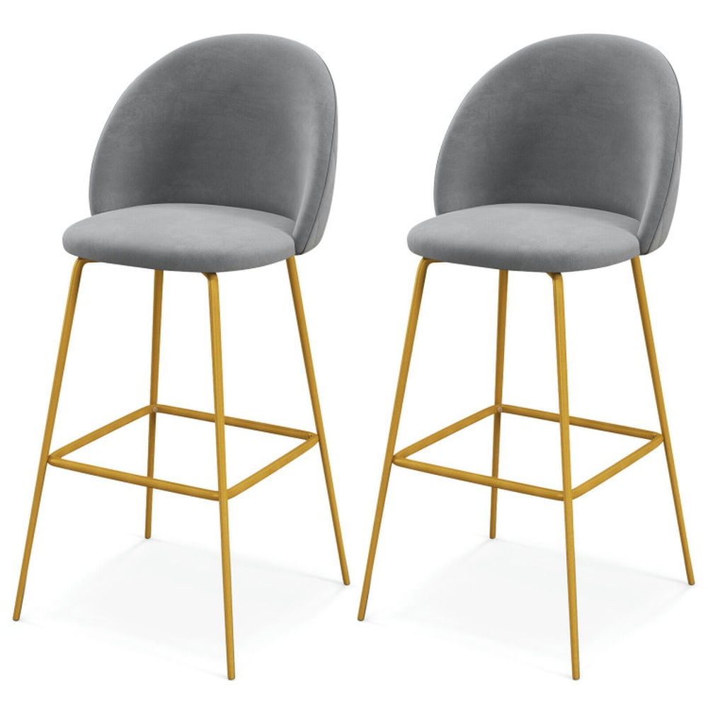 Finihen 29" Set of 2 Bar Stools with Padded Seats, Modern Dining Chair with Backrests, Gray Finihen 29" Set of 2 Bar Stools with Padded Seats, Modern Dining Chair with Backrests, Gray