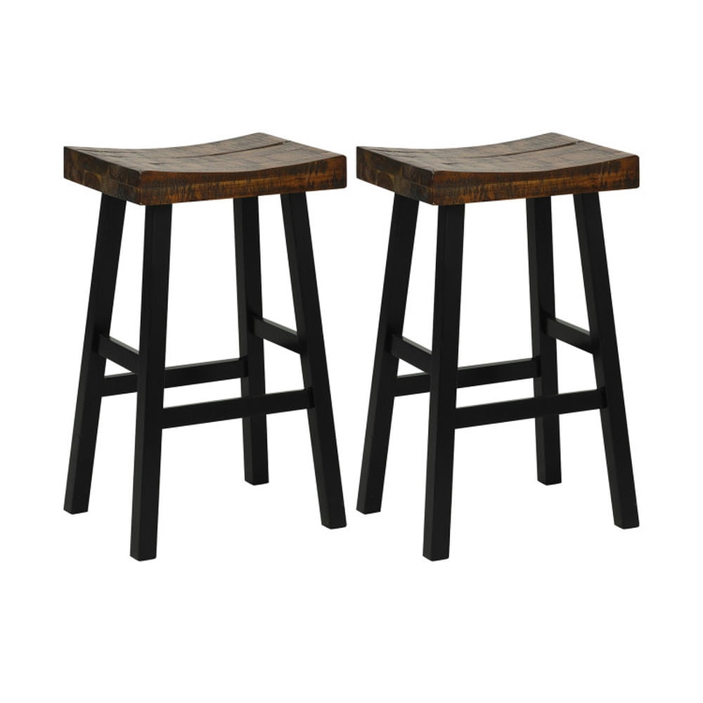 Finihen 29" Solid Wood Saddle Bar Stools with Curved Seat Surface and Comfortable Footrests, Modern Kitchen Dining Chair, Brown Finihen 29" Solid Wood Saddle Bar Stools with Curved Seat Surface and Comfortable Footrests, Modern Kitchen Dining Chair, Brown