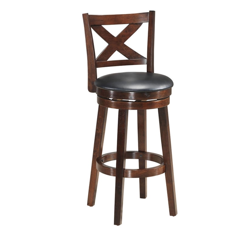 Finihen 29" Swivel Counter Height Bar Stool with PVC Cushioned Seat and X-back Upholstered, Modern Dining Chairs, Brown Finihen 29" Swivel Counter Height Bar Stool with PVC Cushioned Seat and X-back Upholstered, Modern Dining Chairs, Brown