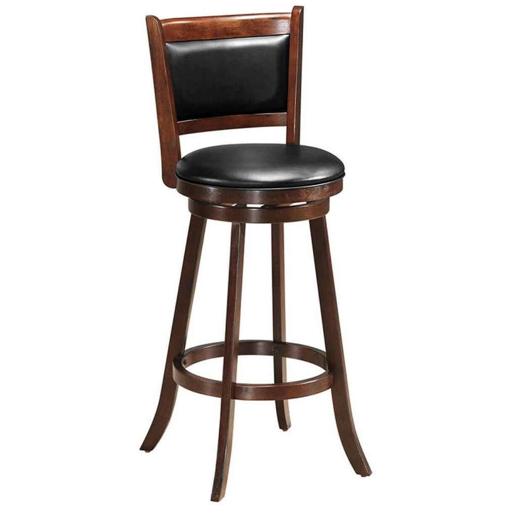 Demi Bonn 29" Swivel Counter Height Bar Stools, Wooden Upholstered Dining Chair with Backrests, Brown