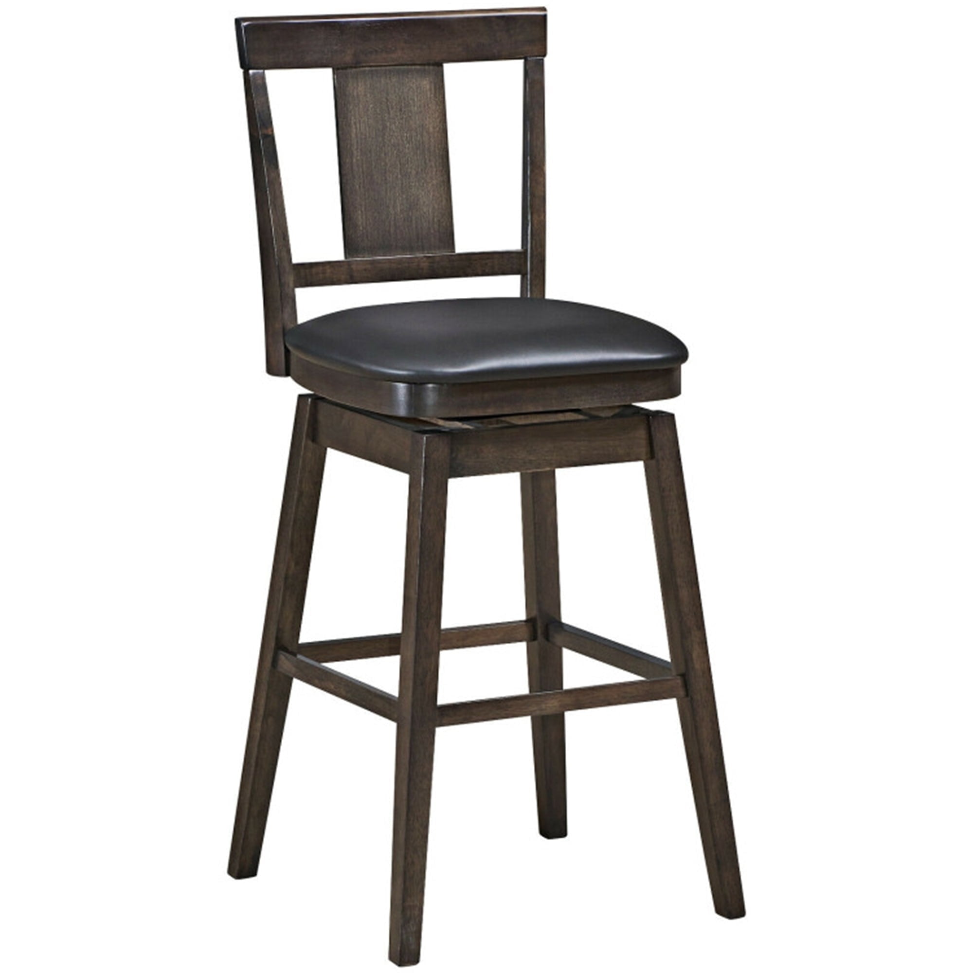 Demi Bonn 29" Swivel Upholstered Counter Height Bar Stools with Rubber Wood Legs, Modern Dining Chair with Backrests, Black