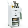 thumbnail image 1 of Demi Bonn 3 Drawers Wooden Mobile File Cabinet, Utility Rolling Craft Storage Cart with Lockable Casters, White, 1 of 9