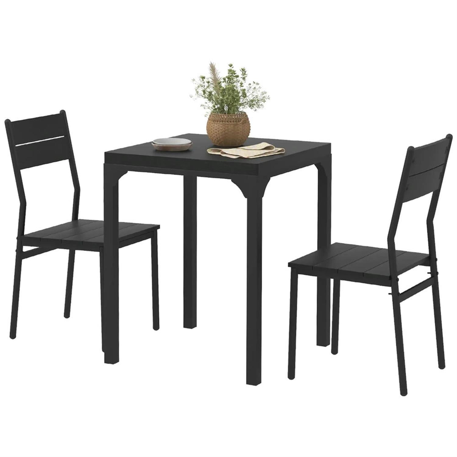 Demi Bonn 3 Piece Dining Table Set for Small Spaces, Modern Kitchen Table and Chairs for 2 Dining Room Set with Chairs Home Furniture Rectangular, Black