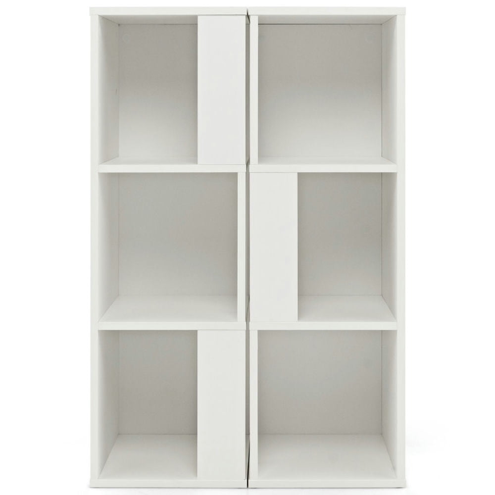 Finihen 3-Tier 6 Cube Freestanding Bookshelf with Anti-toppling Device, Corner Combination Bookcase, White Finihen 3-Tier 6 Cube Freestanding Bookshelf with Anti-toppling Device, Corner Combination Bookcase, White