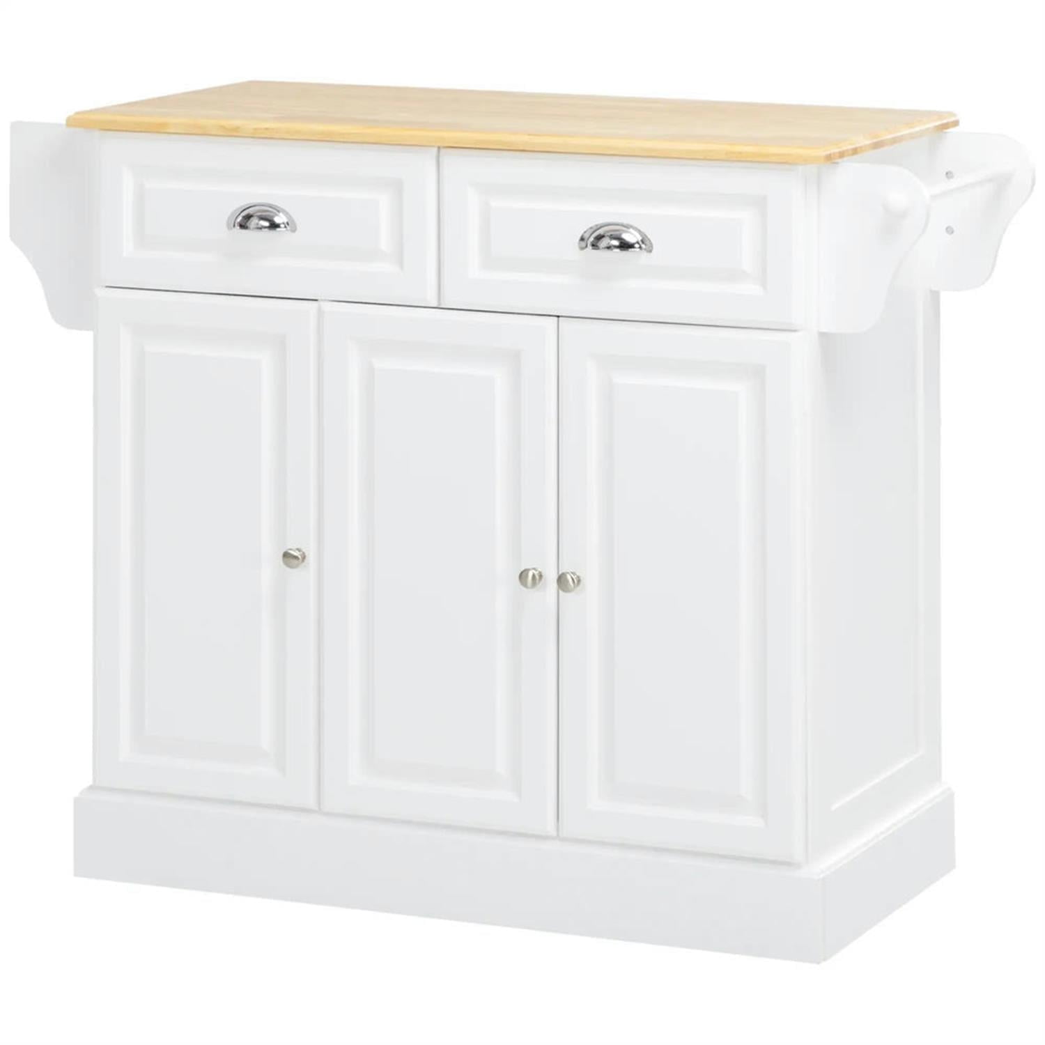 Demi Bonn 3 Tier Kitchen Island Cart on Wheels, Rolling Dining Room Serving Utility Carts Mobile Movable with Drawers for Dining Room, White