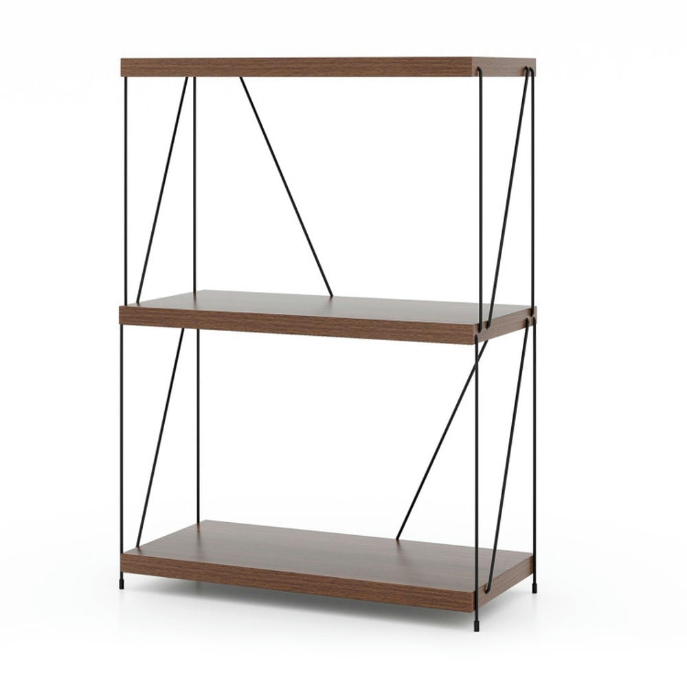 Finihen 3-Tier Multipurpose Bookshelf with Metal Frame, Display Rack for Plants and Books, Brown Finihen 3-Tier Multipurpose Bookshelf with Metal Frame, Display Rack for Plants and Books, Brown