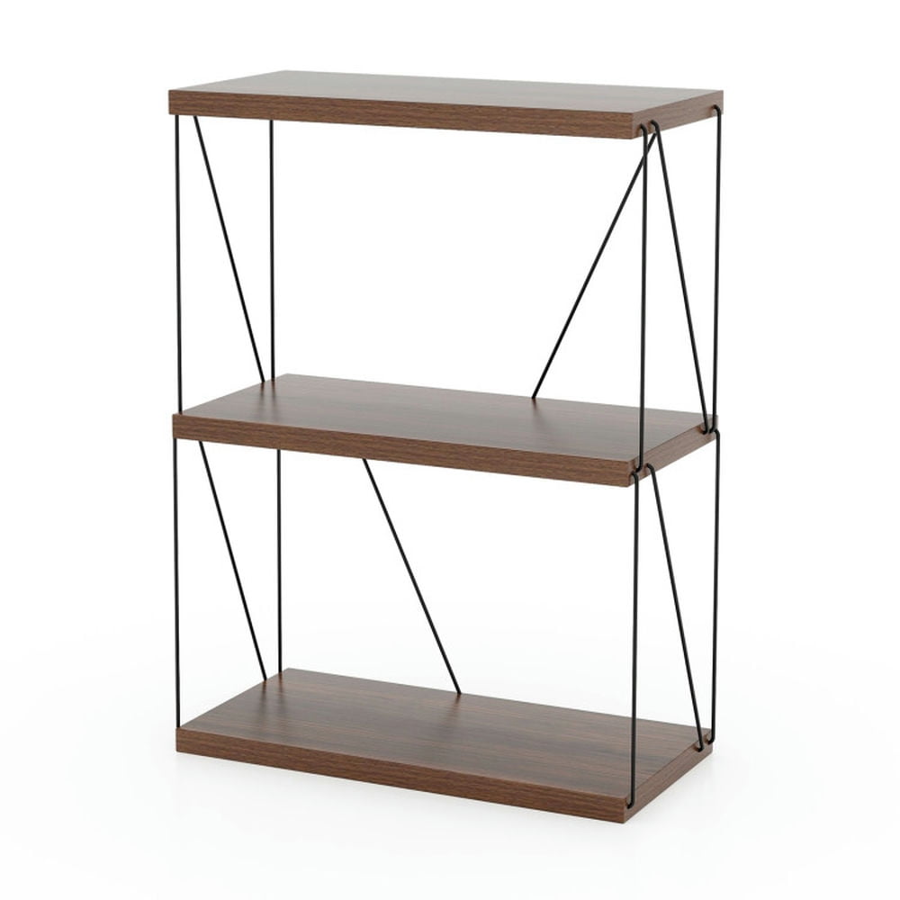 Finihen 3-Tier Multipurpose Bookshelf with Metal Frame, Display Rack for Plants and Books, Brown Finihen 3-Tier Multipurpose Bookshelf with Metal Frame, Display Rack for Plants and Books, Brown
