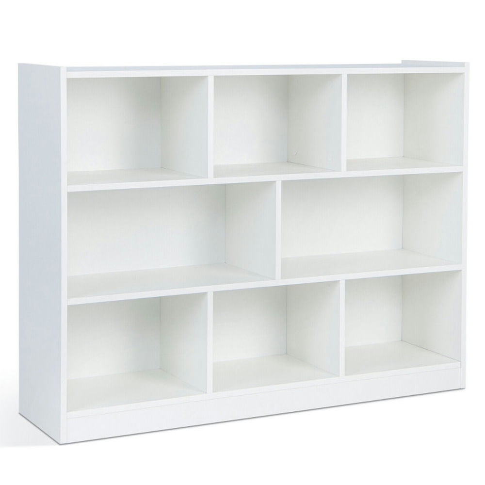 Finihen 3-Tier Open Bookcase, 8-Cube Floor Standing Storage Shelves Display Cabinet, Free-standing Bookshelf, White Finihen 3-Tier Open Bookcase, 8-Cube Floor Standing Storage Shelves Display Cabinet, Free-standing Bookshelf, White