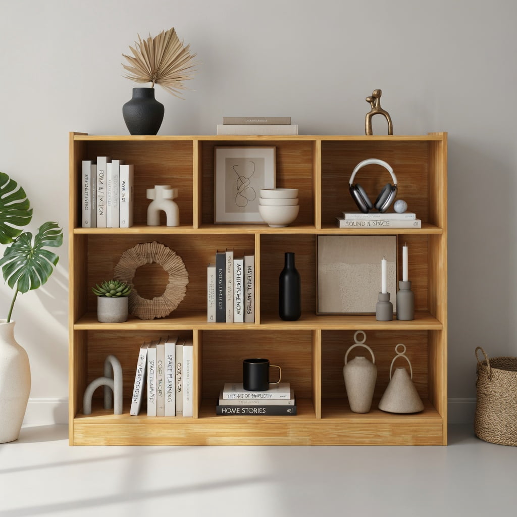 Demi Bonn 3-Tier Open Bookcase, 8-Cube Floor Standing Storage Shelves Display Cabinet, Free-standing Bookshelf, Yellow