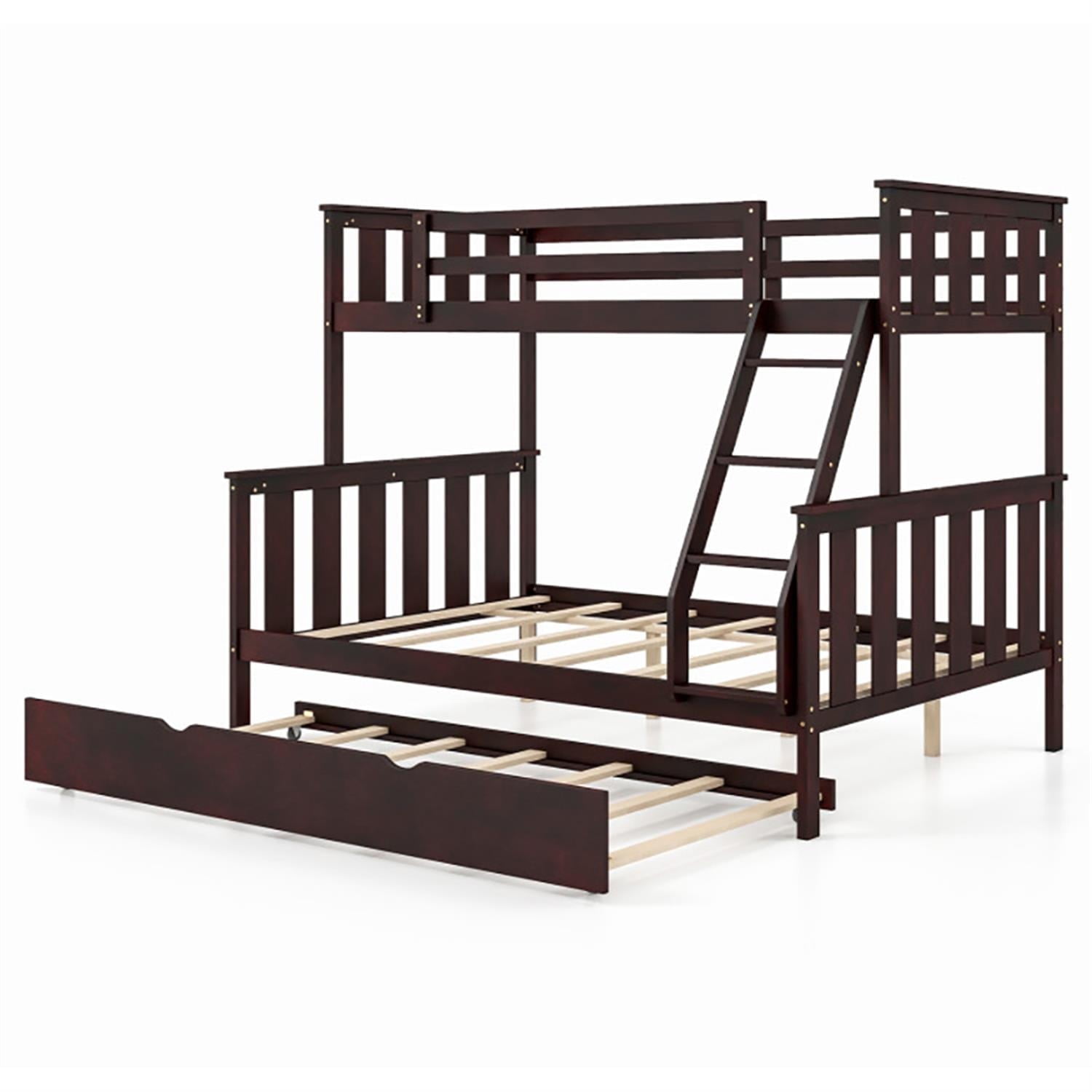 Demi Bonn 3-in-1 Twin Over Full Bunk Bed with Trundle and Ladder, Twin Bunk Beds, Bunk Beds, Black