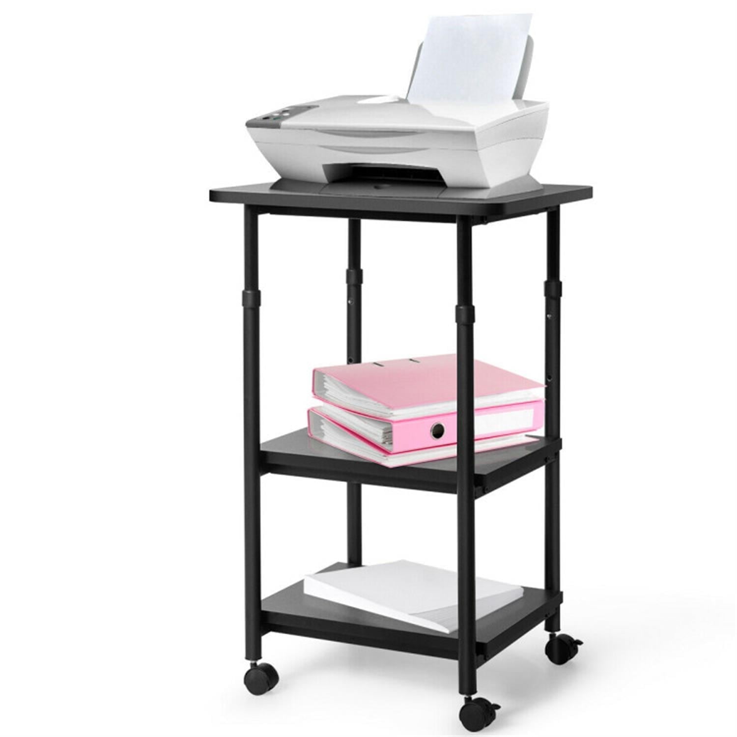 Demi Bonn 3-tier Adjustable Printer Stand with 360° Swivel Casters, Laptop Workstation for Laptops, Books, Tablets, and Art,