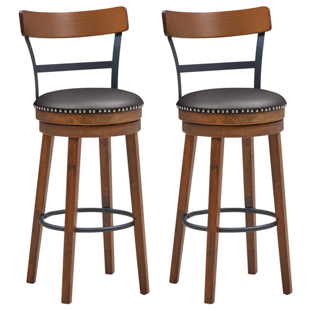 Finihen 30.5" Set of 2 Swivel Counter Height Bar Stool, Modern Dining Chair with Backrests, Brown Finihen 30.5" Set of 2 Swivel Counter Height Bar Stool, Modern Dining Chair with Backrests, Brown