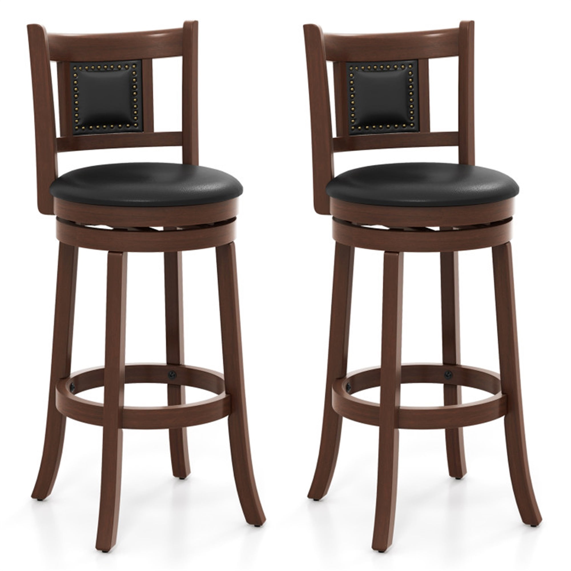 Finihen 30.5" Set of 2 Upholstered Bar Stools with Curved Backrest and Footrest, Modern Kitchen Dining Chair, Brown Finihen 30.5" Set of 2 Upholstered Bar Stools with Curved Backrest and Footrest, Modern Kitchen Dining Chair, Brown