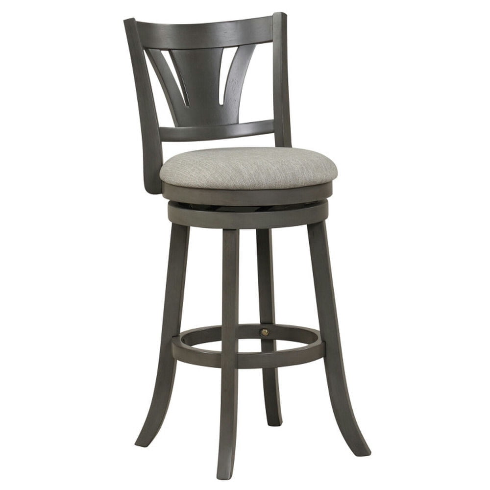 Demi Bonn 30.5" Swivel Bar Stool with Backrest Soft Cushioned Seat and Footrest, Modern Kitchen Dining Chair, Gray