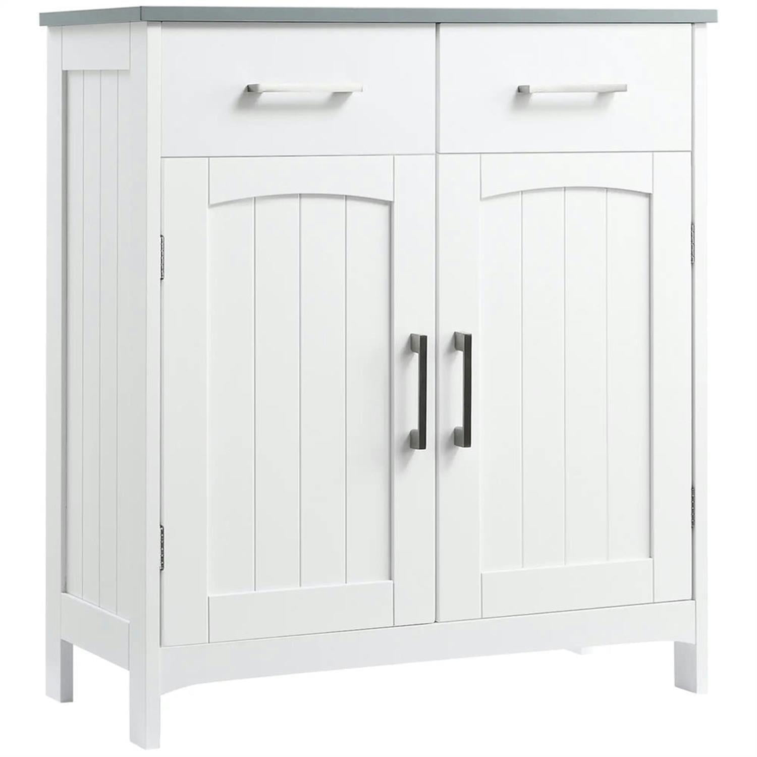 Demi Bonn 30" Bathroom Floor Cabinet, Freestanding Linen Storage Cabinet with Adjustable Shelf and Drawers, for Living room, Entryway, Kitchen, White