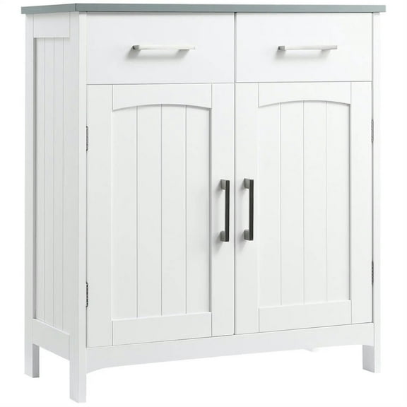 Demi Bonn 30" Bathroom Floor Cabinet, Freestanding Linen Storage Cabinet with Adjustable Shelf and Drawers, for Living room, Entryway, Kitchen, White