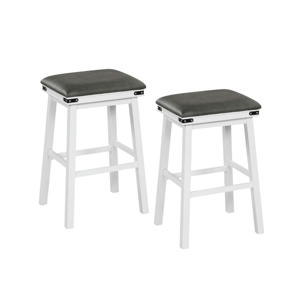 Demi Bonn 30" Set of 2 Bar Stool with Acacia Wood Frame, Modern Kitchen Dining Chair, Gray