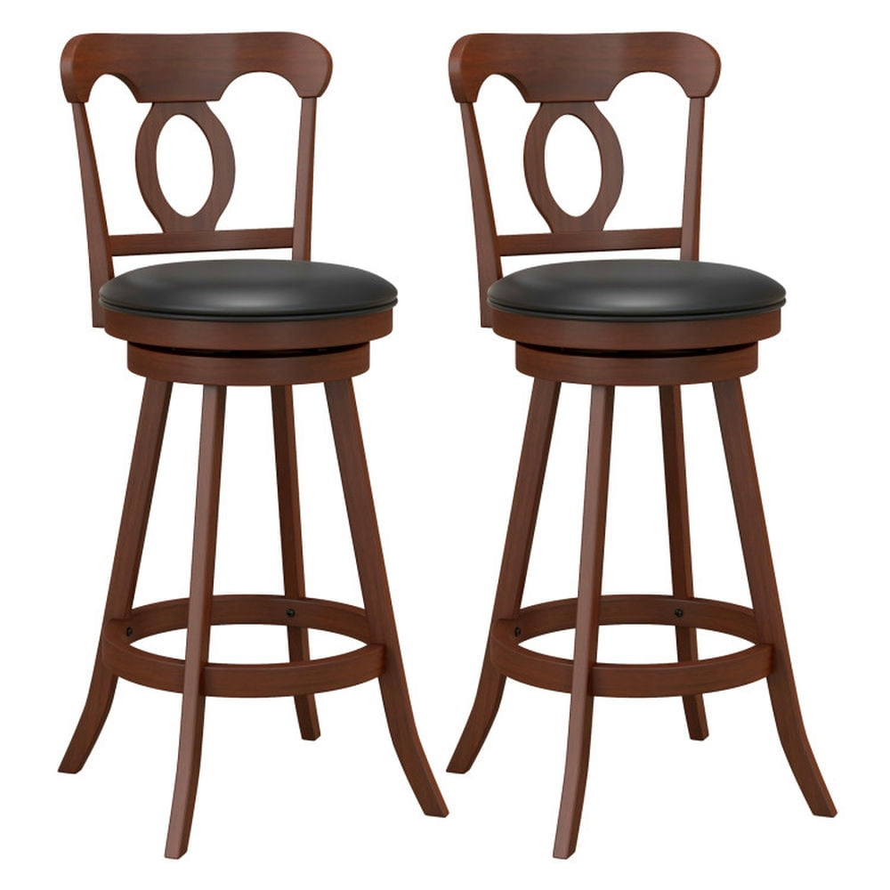 Finihen 30" Set of 2 Swivel Bar Stools with Footrest, Modern Dining Chair with Backrests, Brown Finihen 30" Set of 2 Swivel Bar Stools with Footrest, Modern Dining Chair with Backrests, Brown