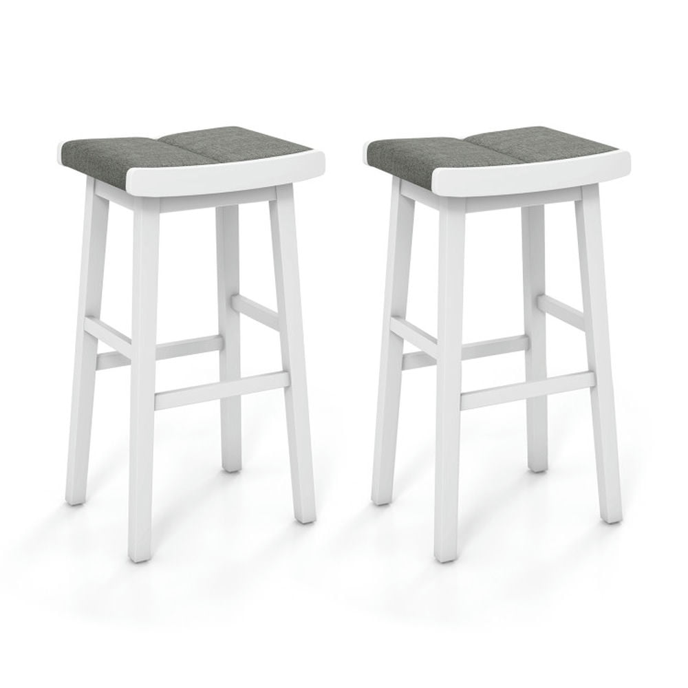Finihen 31.5" 2 Pieces Upholstered Saddle Barstools with Padded CushionsModern Dining Chair, Gray Finihen 31.5" 2 Pieces Upholstered Saddle Barstools with Padded CushionsModern Dining Chair, Gray