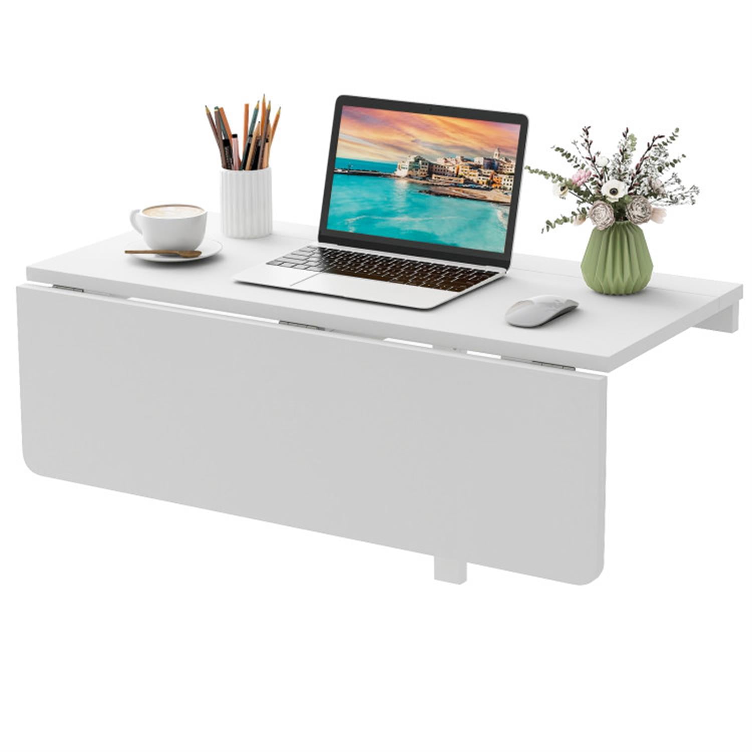 Finihen 31.5" Wall Mounted Folding Table for Small Spaces, Laptop Workstation Desk for Laptops, Books, Tablets, and Art, White Finihen 31.5" Wall Mounted Folding Table for Small Spaces, Laptop Workstation Desk for Laptops, Books, Tablets, and Art, White