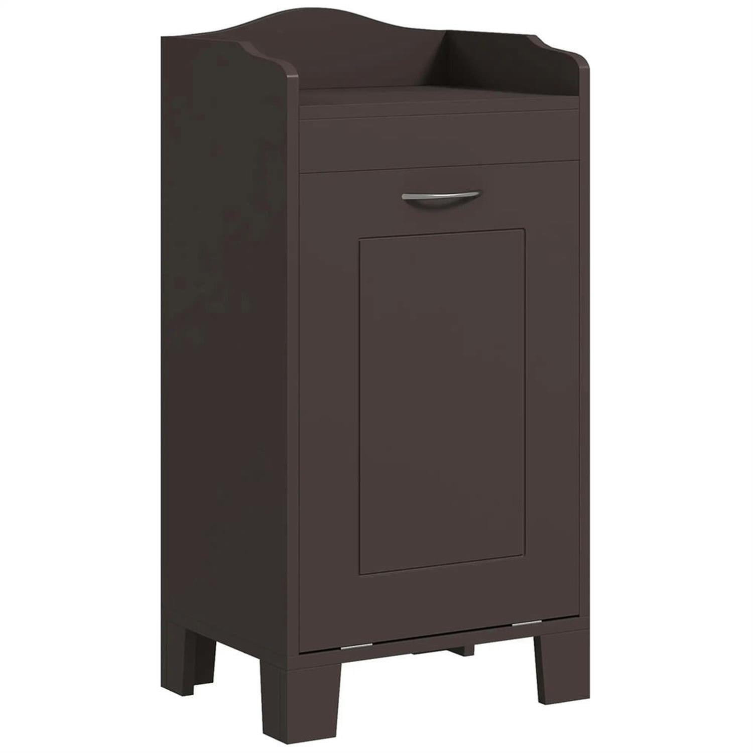 Demi Bonn 31" Bathroom Storage Cabinet with Tilt-Out Trash, Laundry Cabinet with Tilt Out Laundry Basket for Kitchen, Living Room, Brown