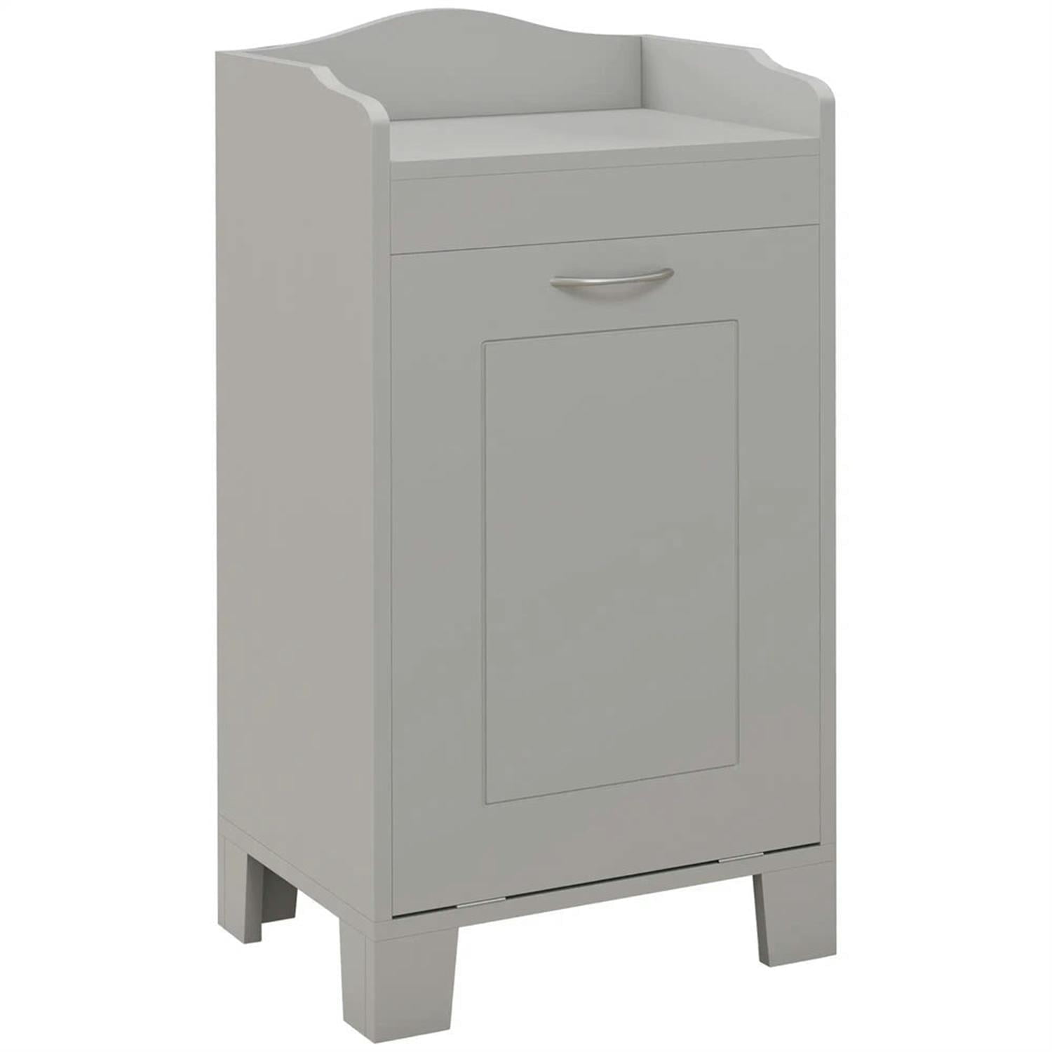 Demi Bonn 31" Bathroom Storage Cabinet with Tilt-Out Trash, Laundry Cabinet with Tilt Out Laundry Basket for Kitchen, Living Room, Gray