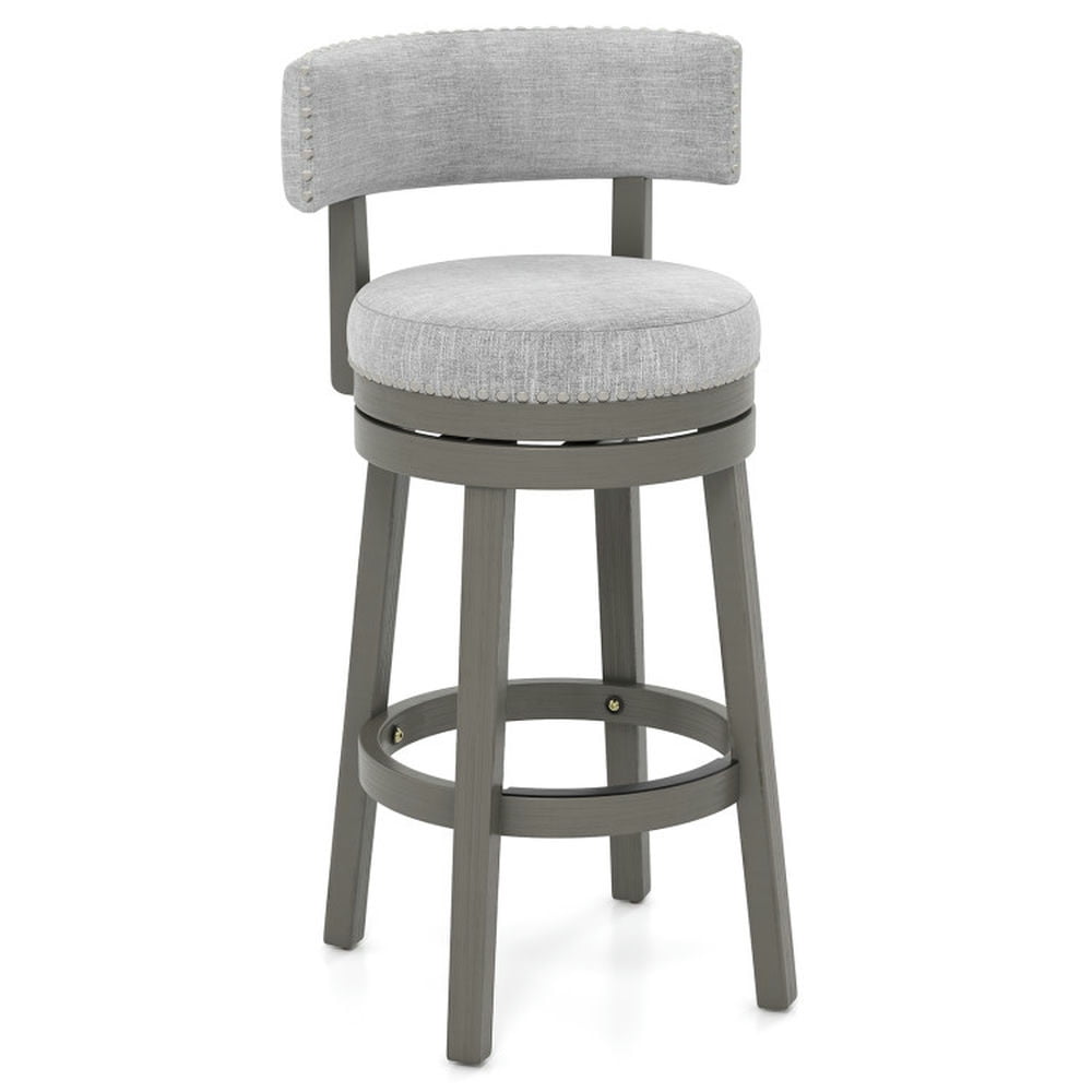 Finihen 31" Swivel Bar Stool with Upholstered Back Seat and Footrest, Modern Dining Chair with Backrests, Gray Finihen 31" Swivel Bar Stool with Upholstered Back Seat and Footrest, Modern Dining Chair with Backrests, Gray