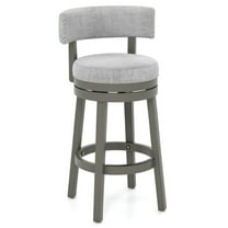 Finihen 31" Swivel Bar Stool with Upholstered Back Seat and Footrest, Modern Dining Chair with Backrests, Gray