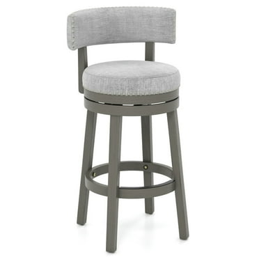 Finihen 31" Swivel Bar Stool with Upholstered Back Seat and Footrest, Modern Dining Chair with Backrests, Gray