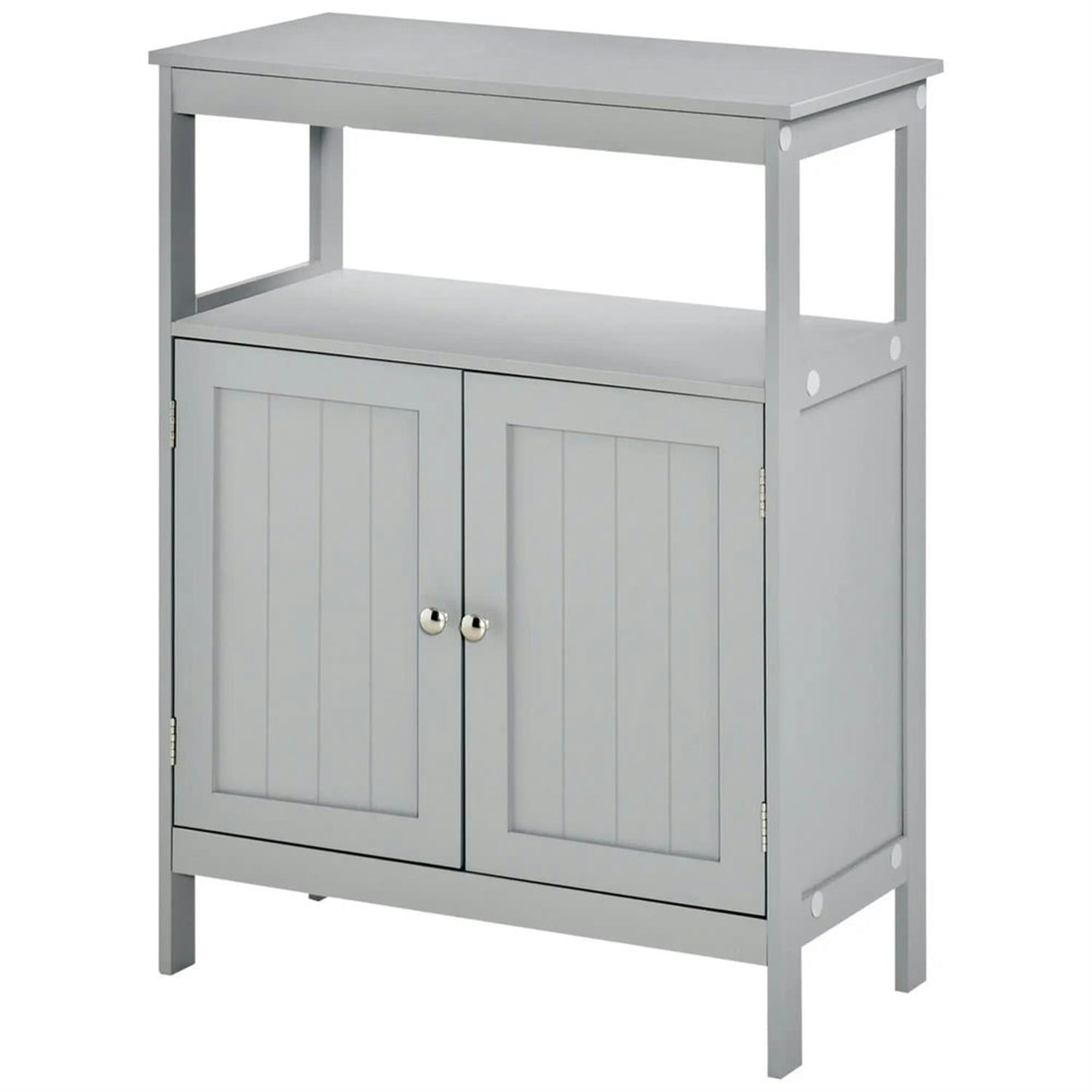 Demi Bonn 32" Bathroom Floor Cabinet, Freestanding Bathroom Storage Cabinet with Double Doors and Open Shelf, for Living room, Entryway, Kitchen, Gray