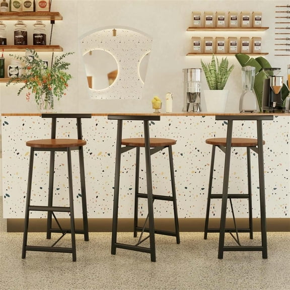 Demi Bonn 34" Counter Height Bar Stools Set of 3, Barstools with Back, Armless Kitchen Island Countertop Chairs for Dining Room, Brown