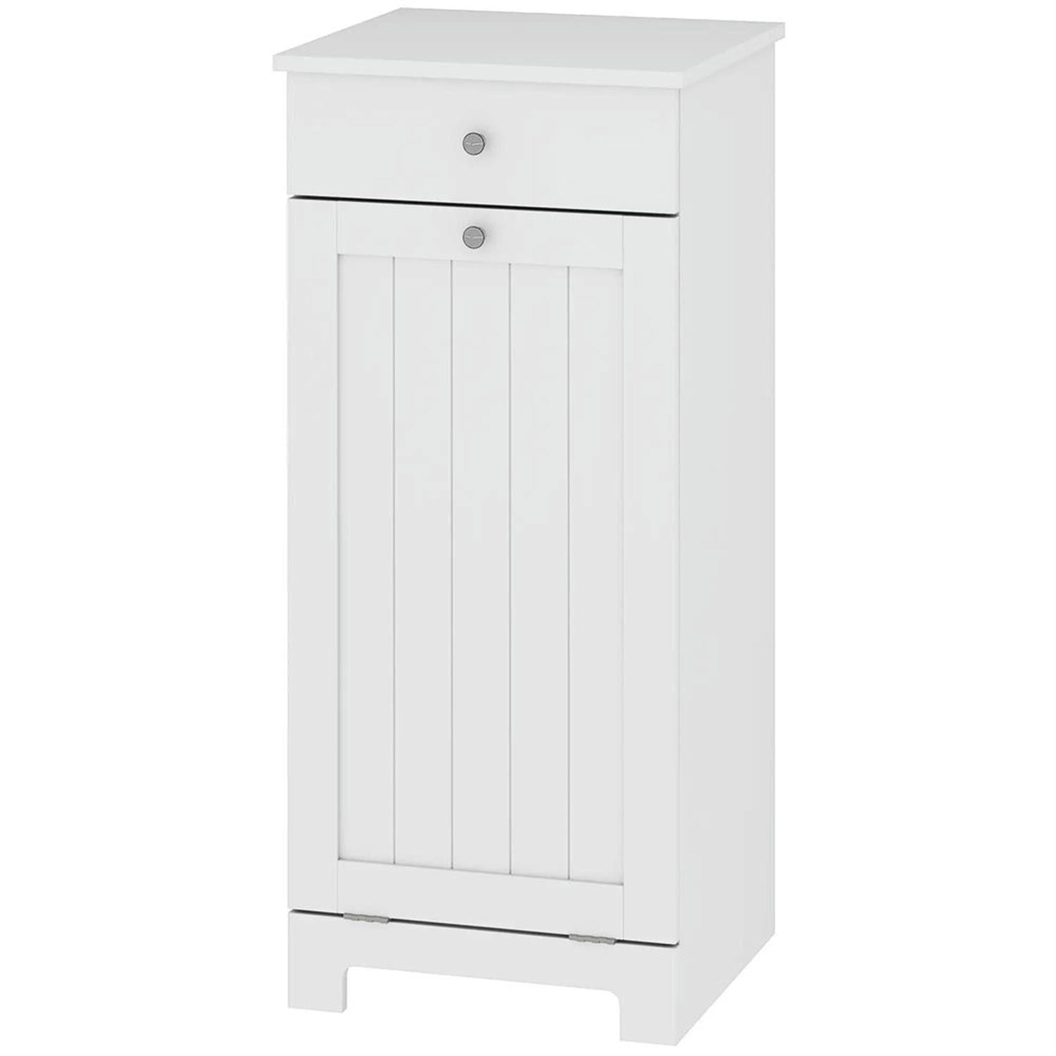 Demi Bonn 35" Bathroom Storage Cabinet with Tilt-Out Trash, Laundry Cabinet with Tilt Out Laundry Basket and Drawer for Kitchen, Living Room, White