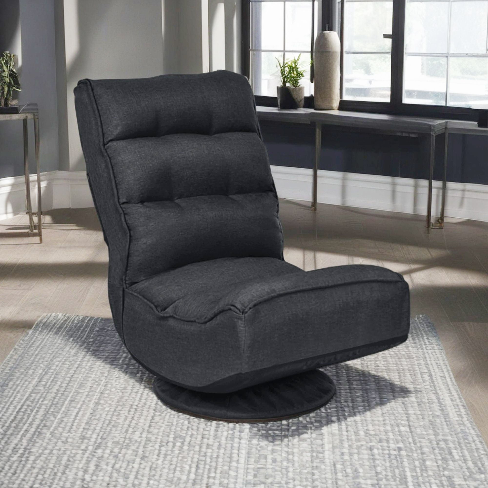 Finihen 360 Degree Swivel Floor Chair, 5-Position Folding Floor Gaming Chair, Lazy Lounge Chair for Relaxing Reading Gaming TV Watching, Black Finihen 360 Degree Swivel Floor Chair, 5-Position Folding Floor Gaming Chair, Lazy Lounge Chair for Relaxing Reading Gaming TV Watching, Black