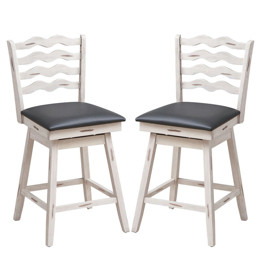 Finihen 360° Swivel Bar Stools with Rubber Wood Frame and Ergonomic Backrest and Footrest, 25" Modern Dining Chair, Gray Finihen 360° Swivel Bar Stools with Rubber Wood Frame and Ergonomic Backrest and Footrest, 25" Modern Dining Chair, Gray