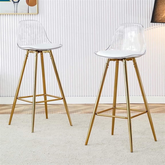 Demi Bonn 38" Counter Height Bar Stools Set of 2, Upholstered Barstools with Back, Kitchen Island Countertop Chairs for Dining Room, Gold