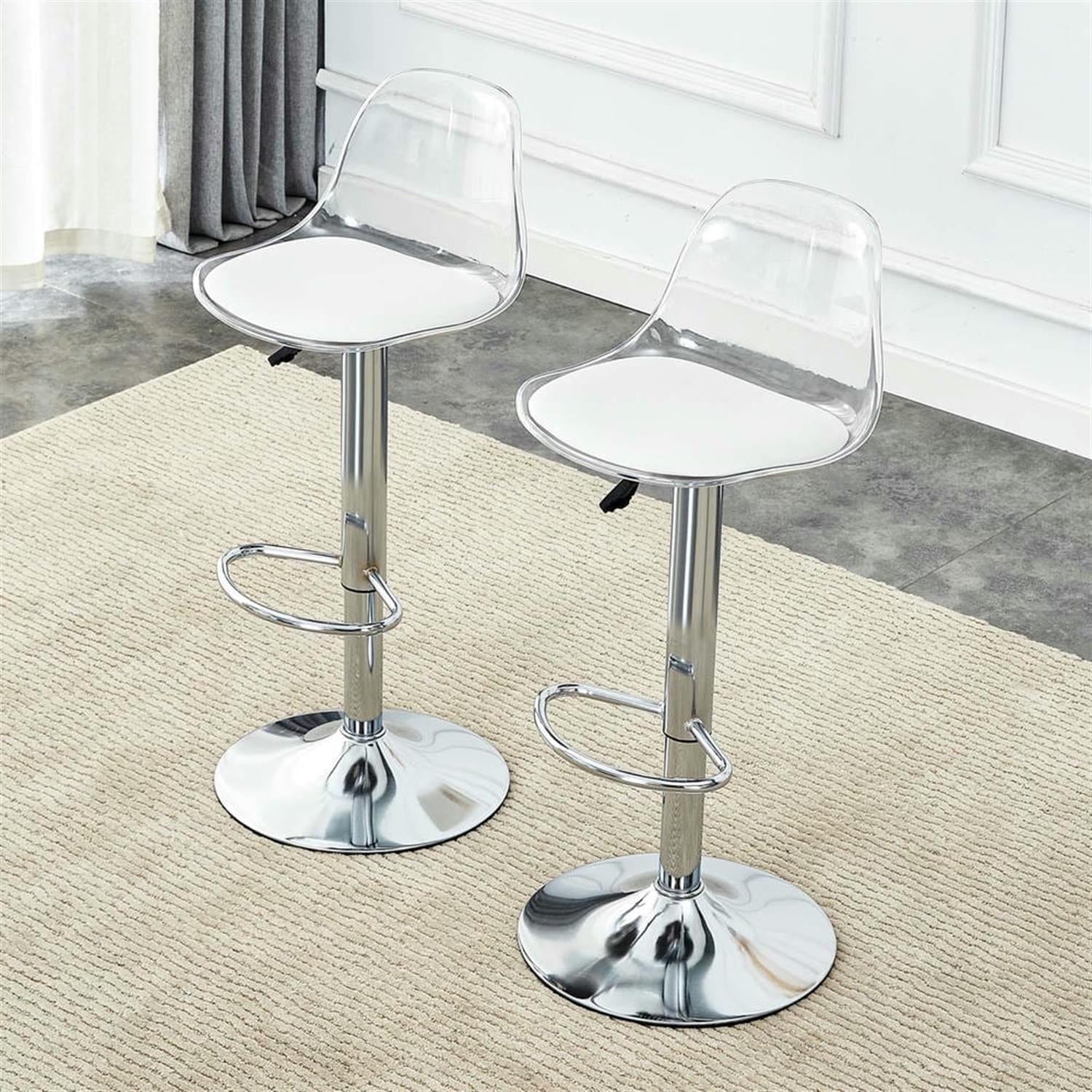Demi Bonn 39" Adjust Counter Height Bar Stools Set of 2, Swivel Barstools with Back, Kitchen Island Countertop Chairs for Dining Room, White
