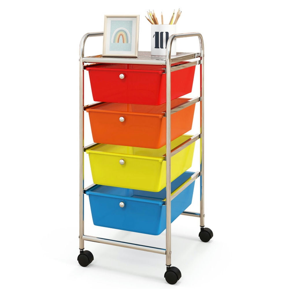 Finihen 4-Drawer Cart Storage Bin Organizer Rolling with 4 Universal Casters, Multicolor Finihen 4-Drawer Cart Storage Bin Organizer Rolling with 4 Universal Casters, Multicolor