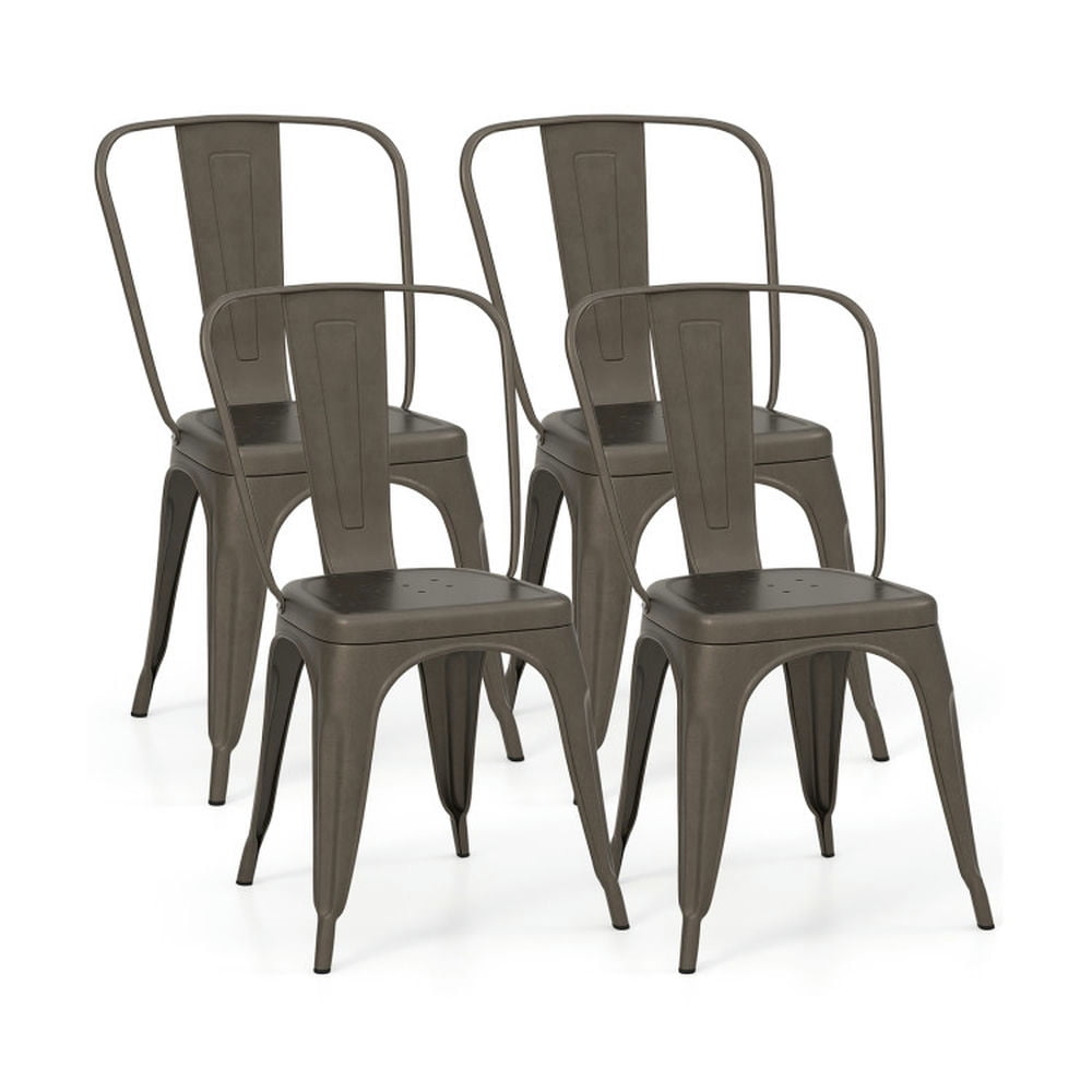Finihen 4 Pcs Modern Dining Chairs with Removable Back and Rubber Feet, Stackable Bar Stools, Gray Finihen 4 Pcs Modern Dining Chairs with Removable Back and Rubber Feet, Stackable Bar Stools, Gray