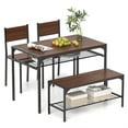 thumbnail image 1 of Demi Bonn 4-Piece Dining Table Set with Bench and 2 Chairs, 43"dustrial Kitchen Table with Metal Frame and Storage Rack, Perfect for Small Space, Walnut, 1 of 12