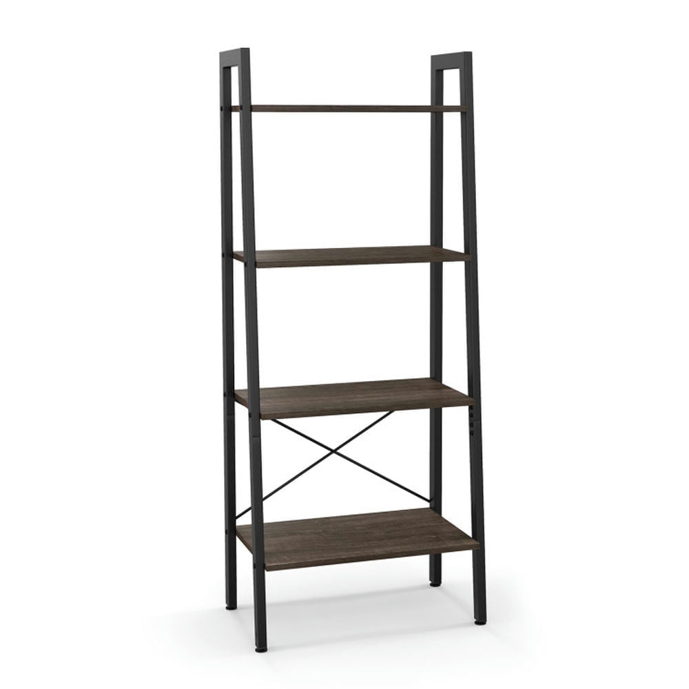 Demi Bonn 4-Tier Bookshelf with Metal Frame and Adjustable Foot Pads, Display Rack for Plants and Books, Gray
