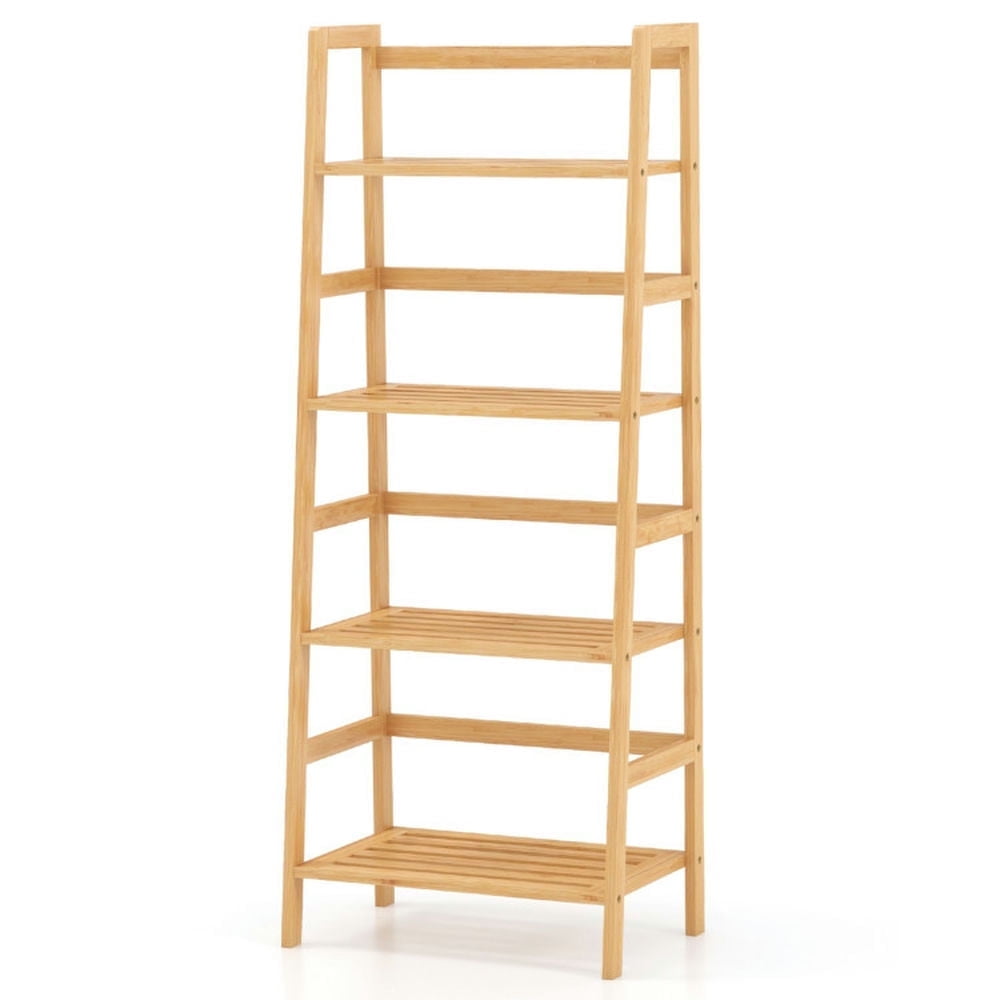 Demi Bonn 4-Tier Multifunctional Bookshelf, 47.5" Bamboo Bookcase Storage Stand Rack, Beige