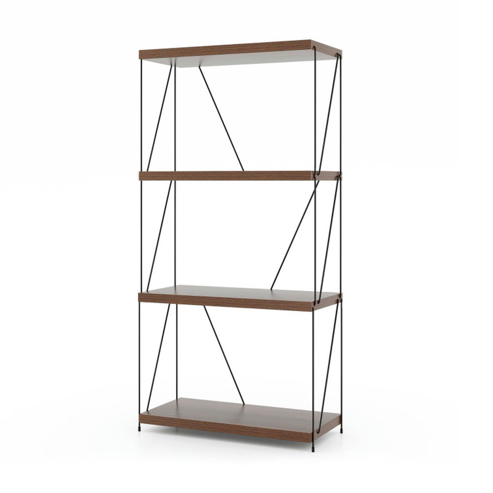 Finihen 4-Tier Multipurpose Bookshelf with Metal Frame, Display Rack for Plants and Books, Brown Finihen 4-Tier Multipurpose Bookshelf with Metal Frame, Display Rack for Plants and Books, Brown