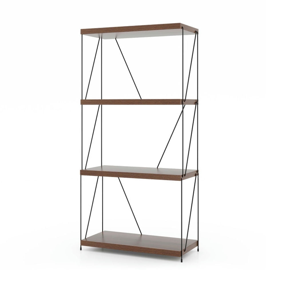 Demi Bonn 4-Tier Multipurpose Bookshelf with Metal Frame, Display Rack for Plants and Books, Brown