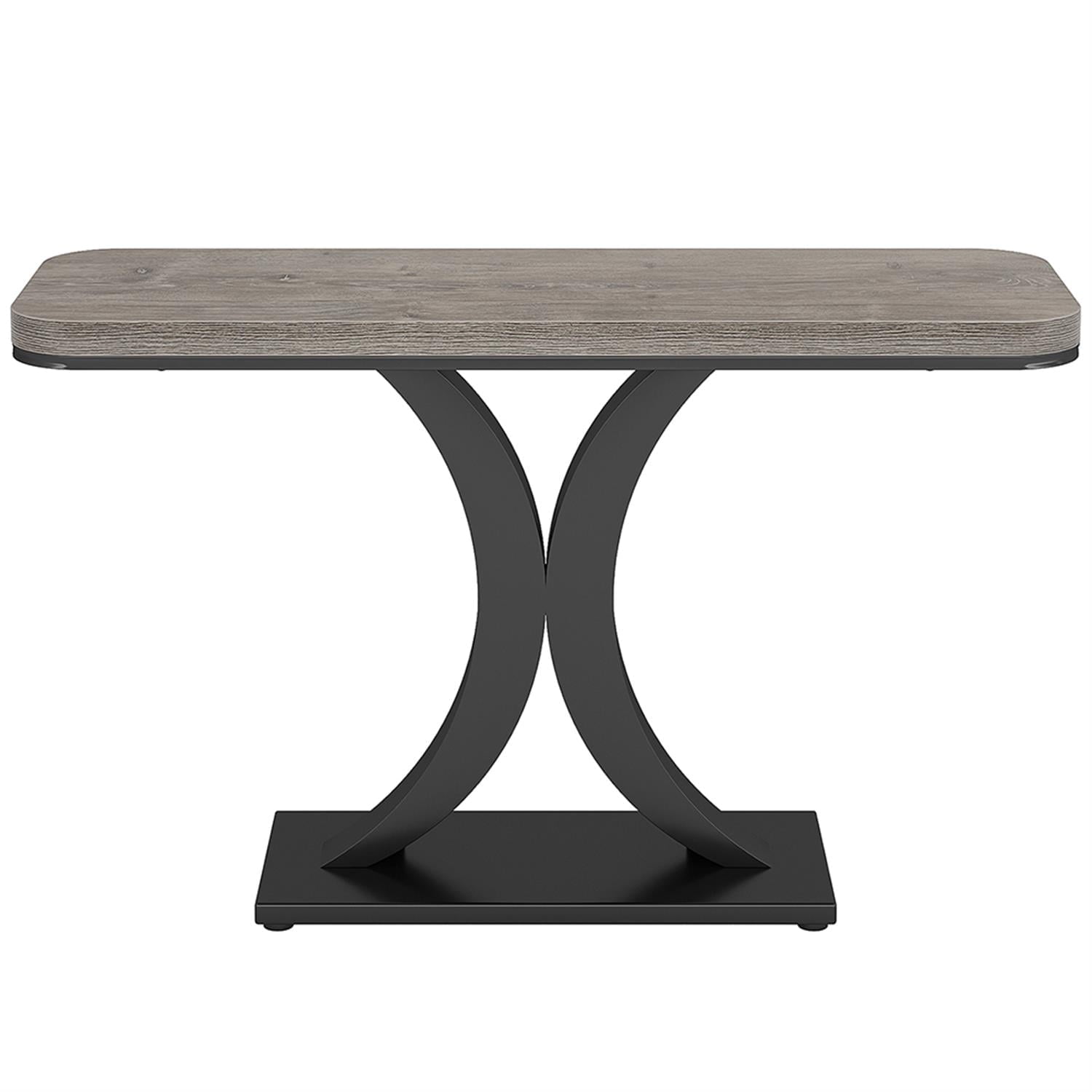 Demi Bonn 40" Console Table, Narrow Entryway Foyer Table with Geometric Base for Hallway, Entrance, Living Room, Bedroom, Gray