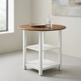 thumbnail image 1 of Demi Bonn 40" Modern Dining Table with 2 Shelves, Kitchen Table for 2-4 People, Folding Round Dinner Table for Home Office, Living Room Furniture, Brown, 1 of 9