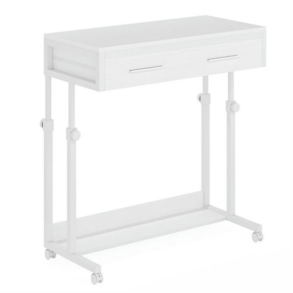 Demi Bonn 41" Height Adjustable Computer Desk with Drawers, Portable Duty Study Writing Gaming Table for Home Office, Mobile Side Table, White