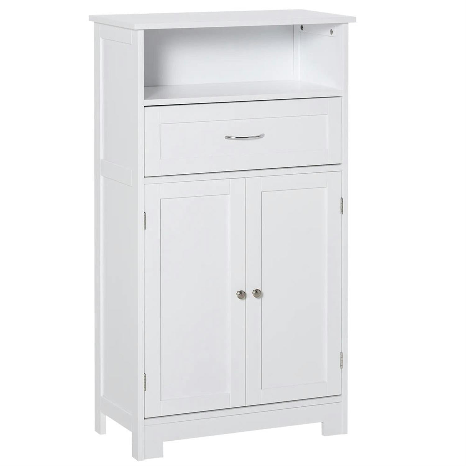 Demi Bonn 42" Bathroom Floor Cabinet, Freestanding Linen Storage Cabinet with Adjustable Shelf and Drawer, for Living room, Entryway, Kitchen, White