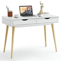 Finihen 43.5" Computer Desk with 2 Drawers for Small Spaces, Home Office Desk Study Writing Table, White